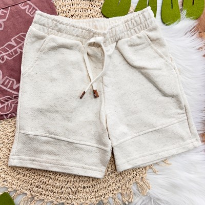 Conj. Camiseta Folhagem com Bolso e Bermuda em Linho - Bordô e Areia